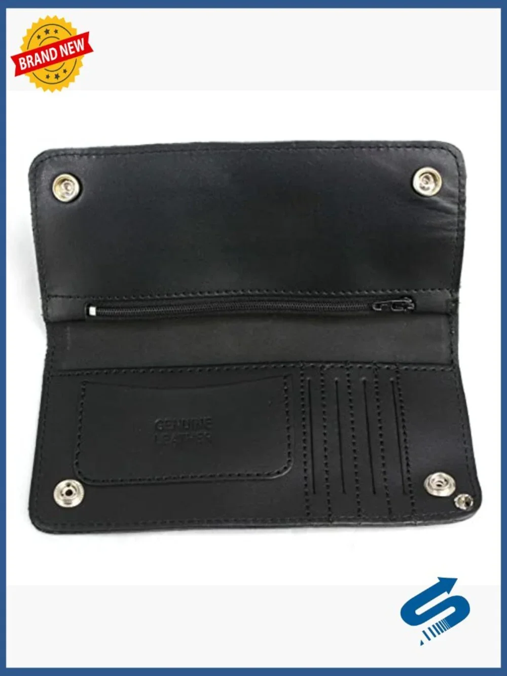 Men's Bifold Leather Wallet with Anti-Theft Chain